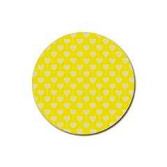 Purple Hearts On Yellow Background Rubber Coaster (round)  by SychEva