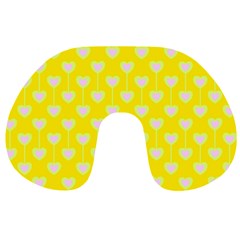 Purple Hearts On Yellow Background Travel Neck Pillow