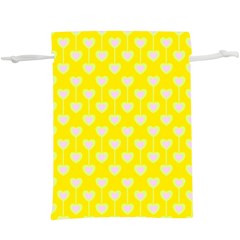 Purple Hearts On Yellow Background  Lightweight Drawstring Pouch (XL)