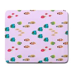 Marine Fish Multicolored On A Pink Background Large Mousepads by SychEva