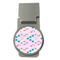 Marine Fish Multicolored On A Pink Background Money Clips (round) 