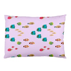 Marine Fish Multicolored On A Pink Background Pillow Case by SychEva