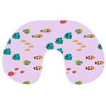 Marine Fish Multicolored On A Pink Background Travel Neck Pillow Front