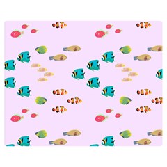 Marine Fish Multicolored On A Pink Background Double Sided Flano Blanket (medium)  by SychEva