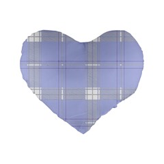 Lighblu Plaid Standard 16  Premium Flano Heart Shape Cushions