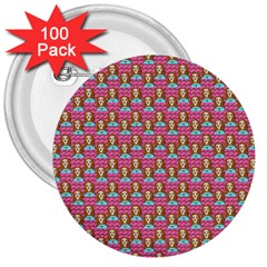 Girl Pink 3  Buttons (100 pack) 