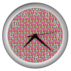 Girl Pink Wall Clock (Silver)