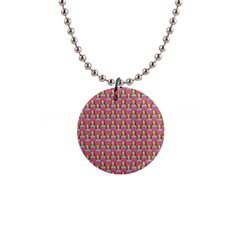 Girl Pink 1  Button Necklace