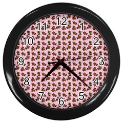 Cute Deer Pattern Pink Wall Clock (black) by snowwhitegirl