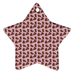 Cute Deer Pattern Pink Star Ornament (two Sides)