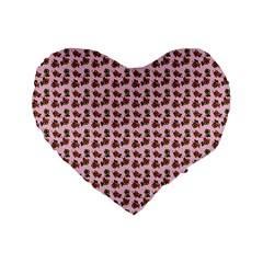 Cute Deer Pattern Pink Standard 16  Premium Flano Heart Shape Cushions by snowwhitegirl