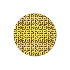 Cute Deer Pattern Yellow Magnet 3  (round) by snowwhitegirl