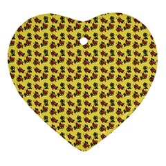 Cute Deer Pattern Yellow Heart Ornament (two Sides) by snowwhitegirl