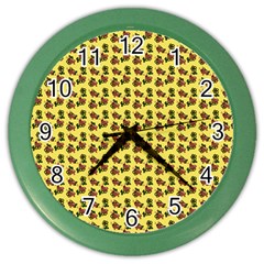 Cute Deer Pattern Yellow Color Wall Clock by snowwhitegirl