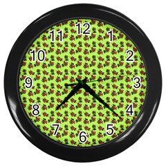 Cute Deer Pattern Green Wall Clock (black) by snowwhitegirl