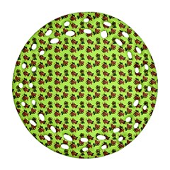 Cute Deer Pattern Green Round Filigree Ornament (two Sides) by snowwhitegirl
