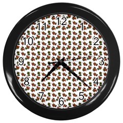 Cute Deer Pattern White Wall Clock (black) by snowwhitegirl