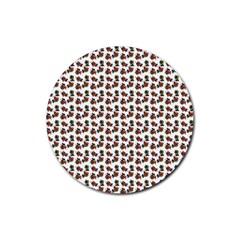 Cute Deer Pattern White Rubber Round Coaster (4 pack) 