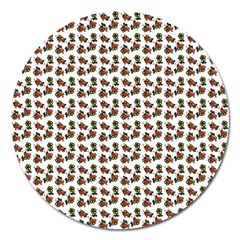 Cute Deer Pattern White Magnet 5  (round)