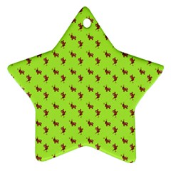 Kawaii Cute Deer Green Star Ornament (two Sides) by snowwhitegirl