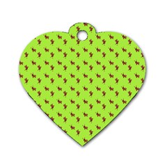 Kawaii Cute Deer Green Dog Tag Heart (one Side)