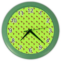 Kawaii Cute Deer Green Color Wall Clock by snowwhitegirl