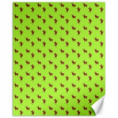 Kawaii Cute Deer Green Canvas 11  X 14  by snowwhitegirl