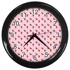 Kawaii Cute Deer Pink Wall Clock (black) by snowwhitegirl