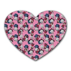 Vintage Floral And Goth Girl Heart Mousepads by snowwhitegirl