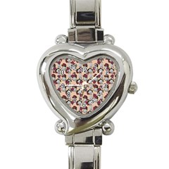 Vintage Floral And Goth Girl Peach Bg Heart Italian Charm Watch