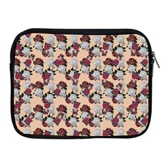 Vintage Floral And Goth Girl Peach Bg Apple Ipad 2/3/4 Zipper Cases by snowwhitegirl