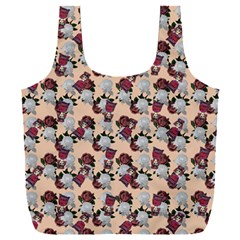 Vintage Floral And Goth Girl Peach Bg Full Print Recycle Bag (xxxl) by snowwhitegirl