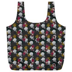 Vintage Floral And Goth Girl Grey Bg Full Print Recycle Bag (xl) by snowwhitegirl