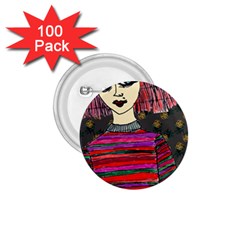Floral Band Goth Girl Grey Bg 1.75  Buttons (100 pack) 