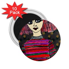 Floral Band Goth Girl Grey Bg 2.25  Magnets (10 pack) 