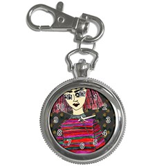 Floral Band Goth Girl Grey Bg Key Chain Watches