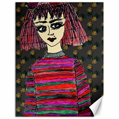 Floral Band Goth Girl Grey Bg Canvas 12  x 16 