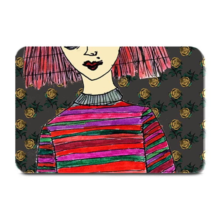 Floral Band Goth Girl Grey Bg Plate Mats