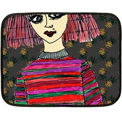 Floral Band Goth Girl Grey Bg Double Sided Fleece Blanket (mini)  by snowwhitegirl