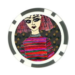 Floral Band Goth Girl Grey Bg Poker Chip Card Guard (10 pack)