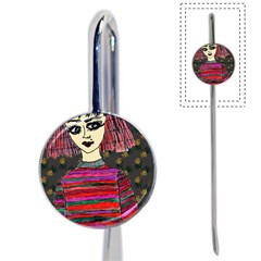 Floral Band Goth Girl Grey Bg Book Mark