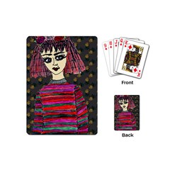 Floral Band Goth Girl Grey Bg Playing Cards Single Design (Mini)