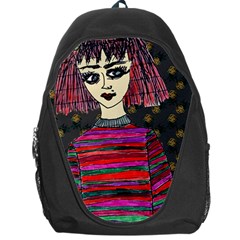 Floral Band Goth Girl Grey Bg Backpack Bag