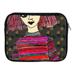 Floral Band Goth Girl Grey Bg Apple iPad 2/3/4 Zipper Cases