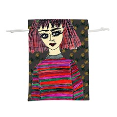 Floral Band Goth Girl Grey Bg Lightweight Drawstring Pouch (S)