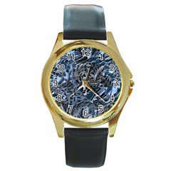 Touchy Round Gold Metal Watch by MRNStudios