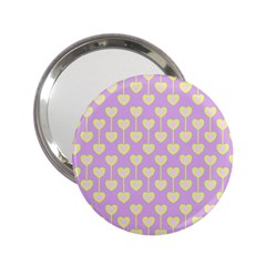 Yellow Hearts On A Light Purple Background 2 25  Handbag Mirrors by SychEva