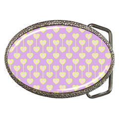 Yellow Hearts On A Light Purple Background Belt Buckles by SychEva