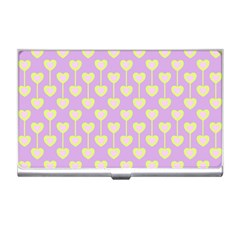 Yellow Hearts On A Light Purple Background Business Card Holder by SychEva