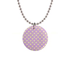 Yellow Hearts On A Light Purple Background 1  Button Necklace by SychEva